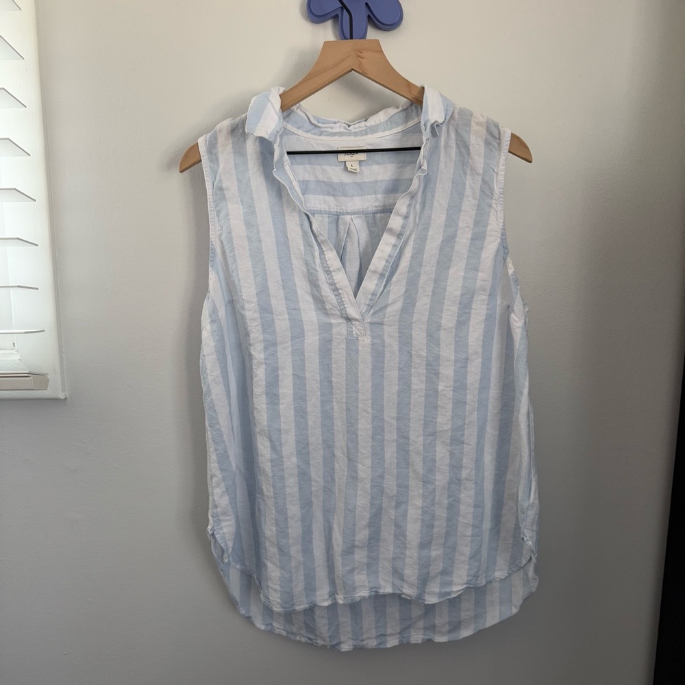 J. Crew Blue and White Striped Button Down Shirt